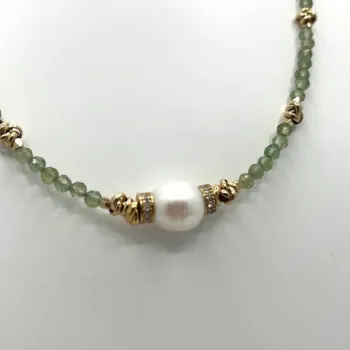 Collier chocker Fallon Perle et apatite verte