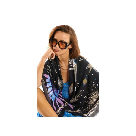 Foulard Comète noir 130x130