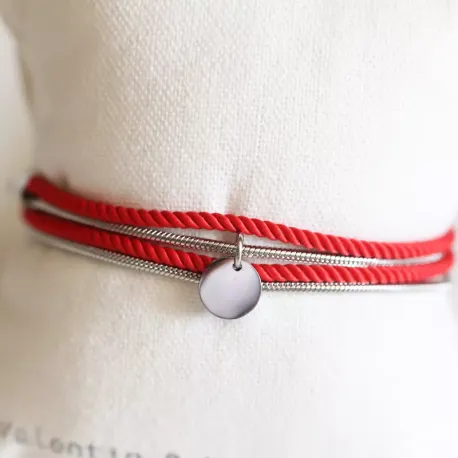 Bracelet - Collier Valentine Rouge Argenté