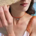 Bracelet - Collier Valentine Orange Argenté
