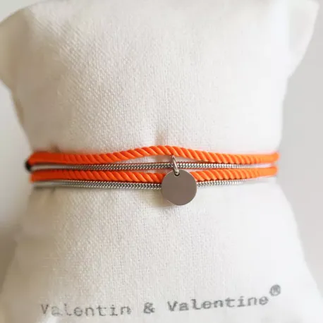 Bracelet - Collier Valentine Orange Argenté