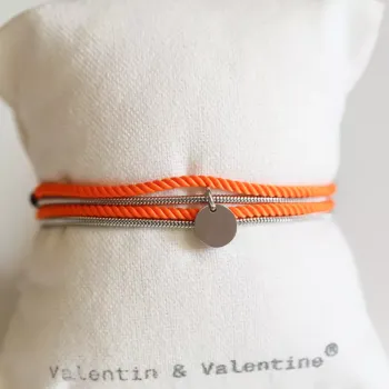 Bracelet - Collier Valentine Orange Argenté