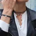 Bracelet - Collier Valentine Noir Argenté