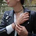 Bracelet - Collier Valentine Noir Argenté