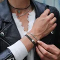 Bracelet - Collier Valentine Noir Argenté