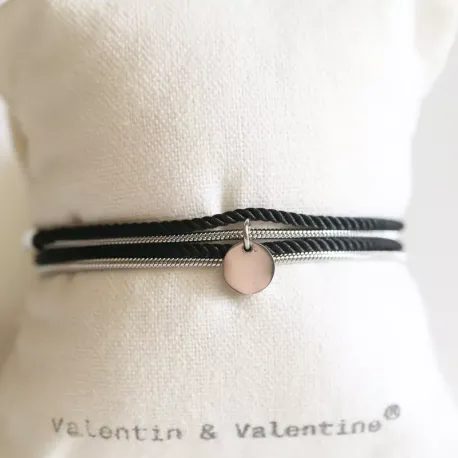 Bracelet - Collier Valentine Noir Argenté