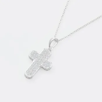 Collier croix large argent et zircon
