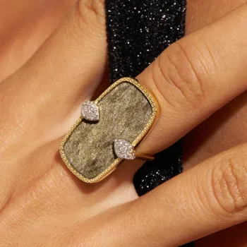 Bague Sangha Obsidienne Dorée