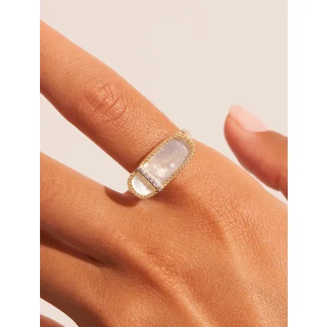 Bague Izy 3 nacre blanche