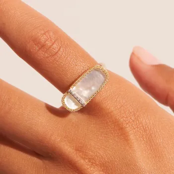 Bague Izy 3 nacre blanche 