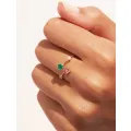 Bague Galia Ajustable Quartz Fraise et Amazonite 
