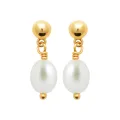 Boucles d'oreilles perle pendante or