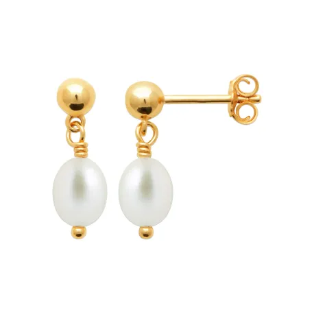 Boucles d'oreilles perle pendante or