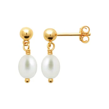 Boucles d'oreilles perle pendante or