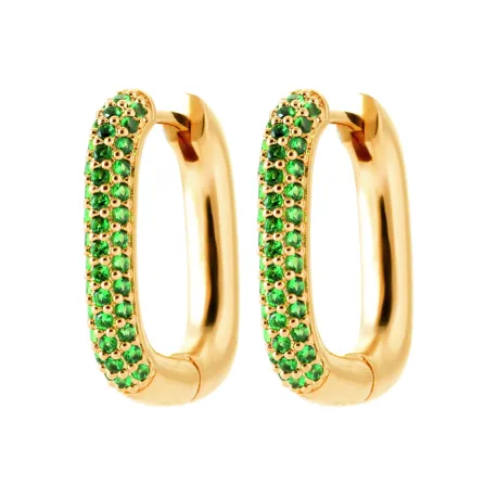 Boucles d'oreilles créoles Amélia verte or