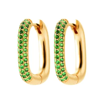 Boucles d'oreilles créoles Amélia verte or