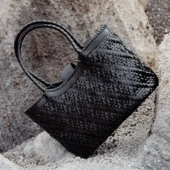 Sac cuir tressé Patty noir