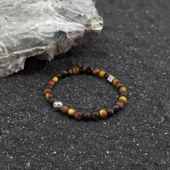 Bracelet Trois Yeux 6mm et motif en acier inoxydable 