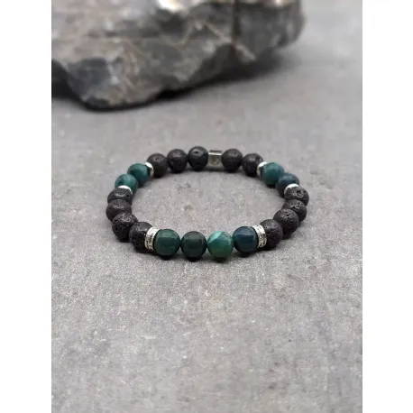 Bracelet en agate mousse et pierre de lave 8mm