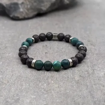 Bracelet en agate mousse et pierre de lave 8mm