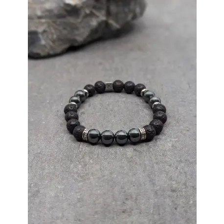 Bracelet en hématite et pierre de lave 8mm