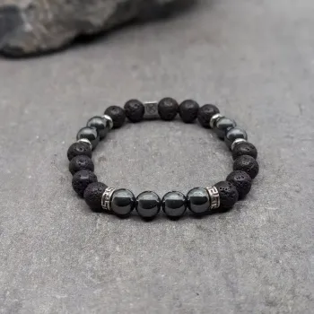 Bracelet en hématite et pierre de lave 8mm