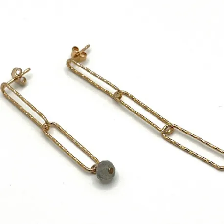 Boucles d'oreilles trombone et labradorite