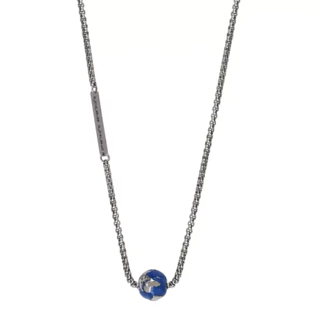 Collier Chaine Et Terre Email Bleu
