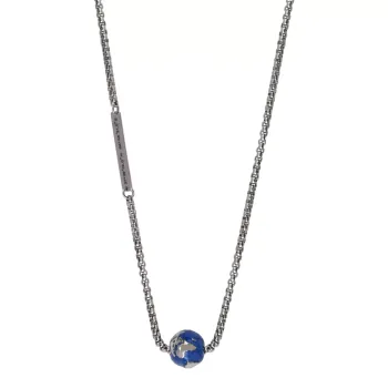 Collier Chaine Et Terre Email Bleu