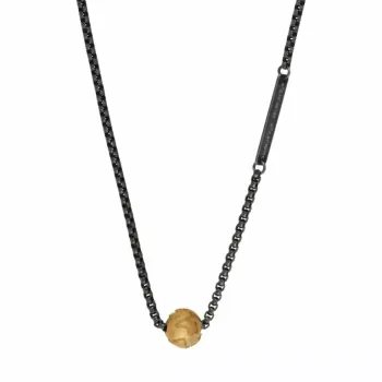 Collier Chaine Et Terre En Acier Doré Mat