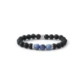 Bracelet en sodalite dépolie et agate noire dépolie 8mm