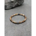 Bracelet en bois fossilisé dépoli 6mm intercalaire acier