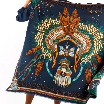 Foulard Nouveau Western Bleu 130cmx130cm 