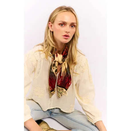 Foulard Nouveau Western Beige 90x90cm