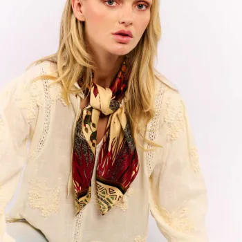 Foulard Nouveau Western Beige 90x90cm