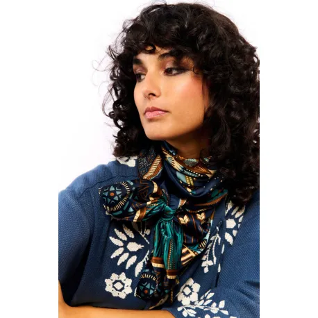 Foulard Nouveau Western Bleu 90x90cm