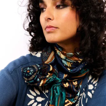 Foulard Nouveau Western Bleu 90x90cm  