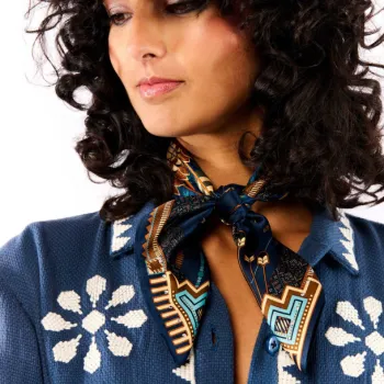 Foulard Nouveau Western Bleu 55x55cm