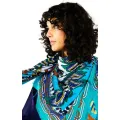 Foulard Pony Pony Bleu 130cmx130cm  
