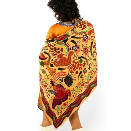 Foulard Crazy World Beige 130cmx130cm