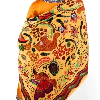 Foulard Crazy World Beige 130cmx130cm  