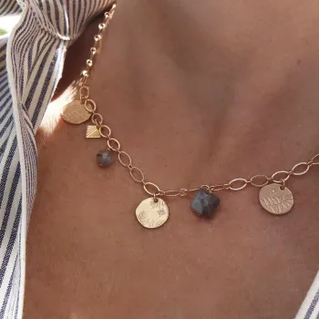 Collier médailles et labradorite