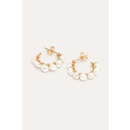 Petites créoles bouton perles de culture