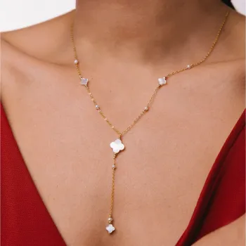 Collier long cravate swan nacré