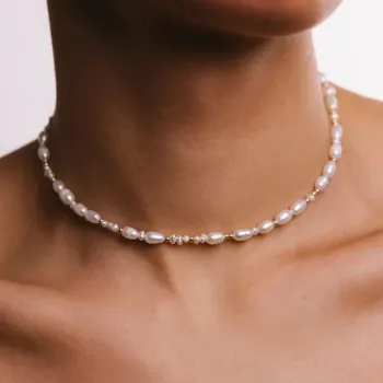 Collier grain de riz perle de culture