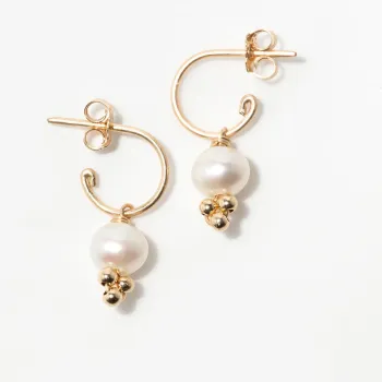 Boucles d'oreilles créoles Gaia perle de culture