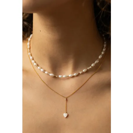 Collier coeur nacré