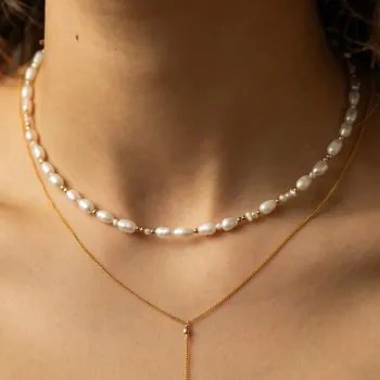 Collier coeur nacré