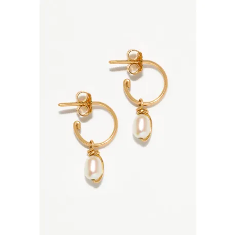 Mini créoles Stella or perle de culture