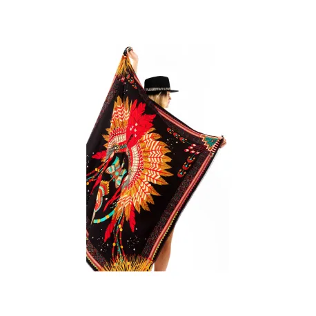 Foulard Nouveau Western noir 130cmx130cm 